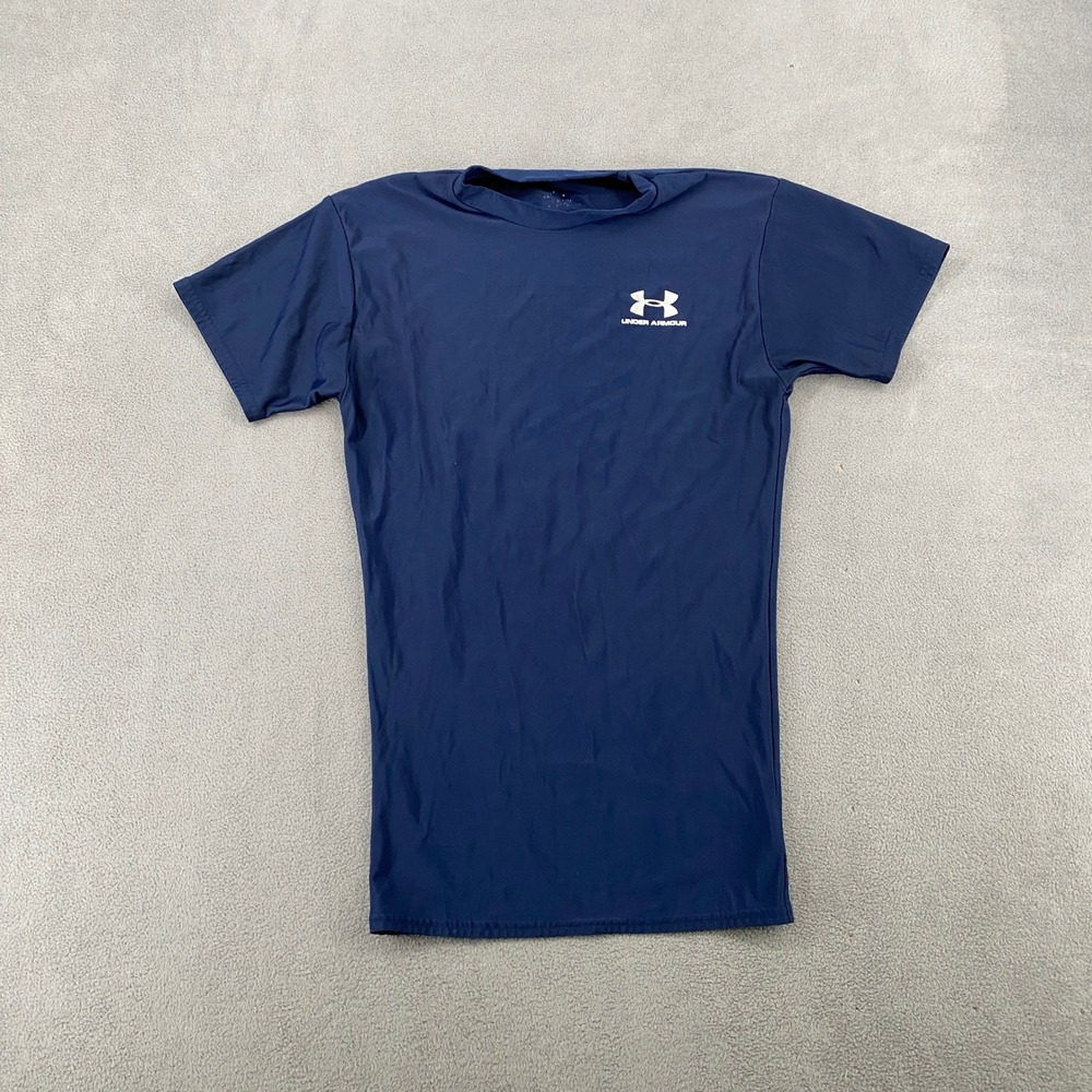 Under Armour Mens Compression Shirt Navy Blue Short Sleeve Training Top Y2K 7518